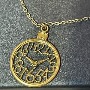 Antique Gold/Bronze Clock Necklace